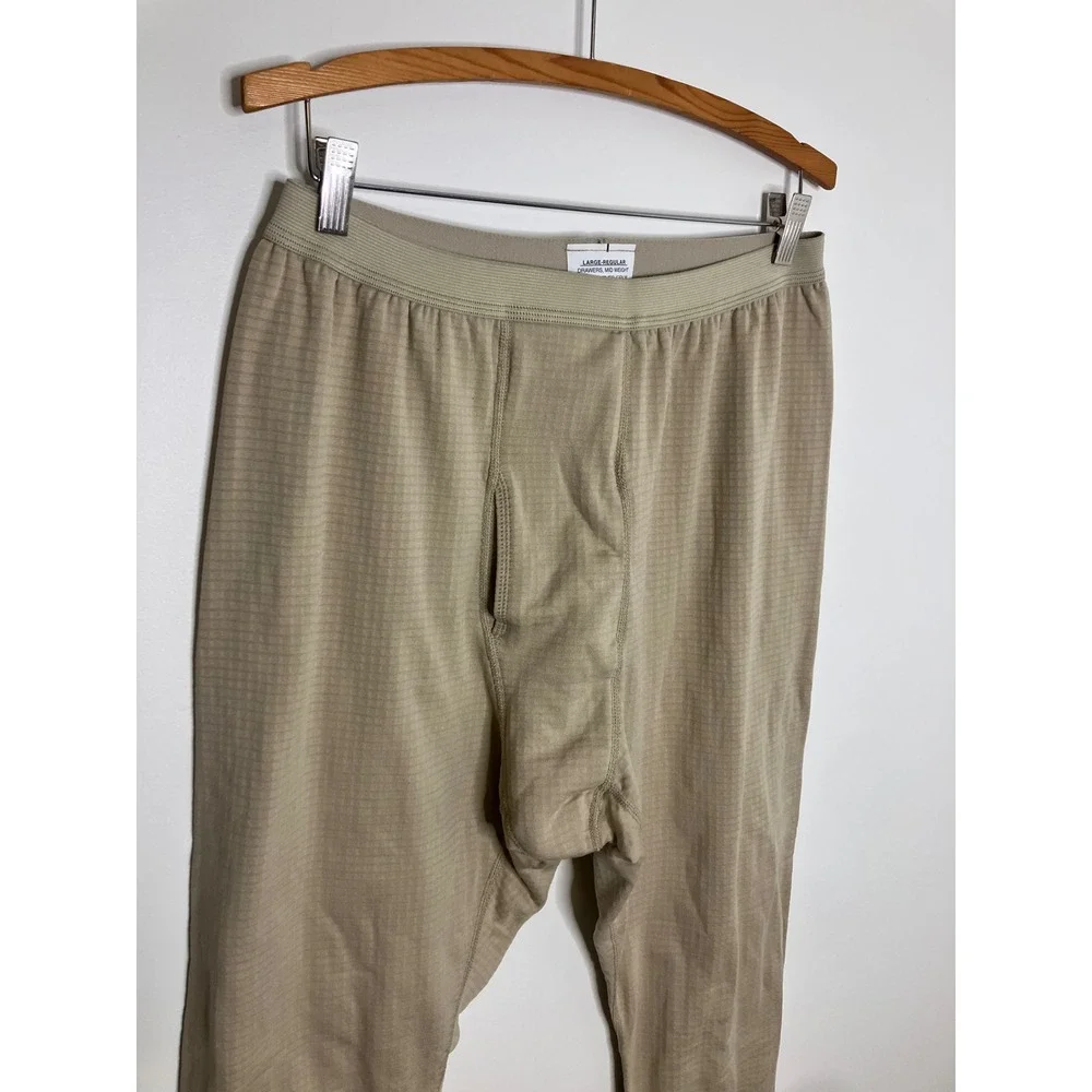 Peckham Military Base Layer Set Mens Large Tan Excellent Gen III Mid Weight Grid